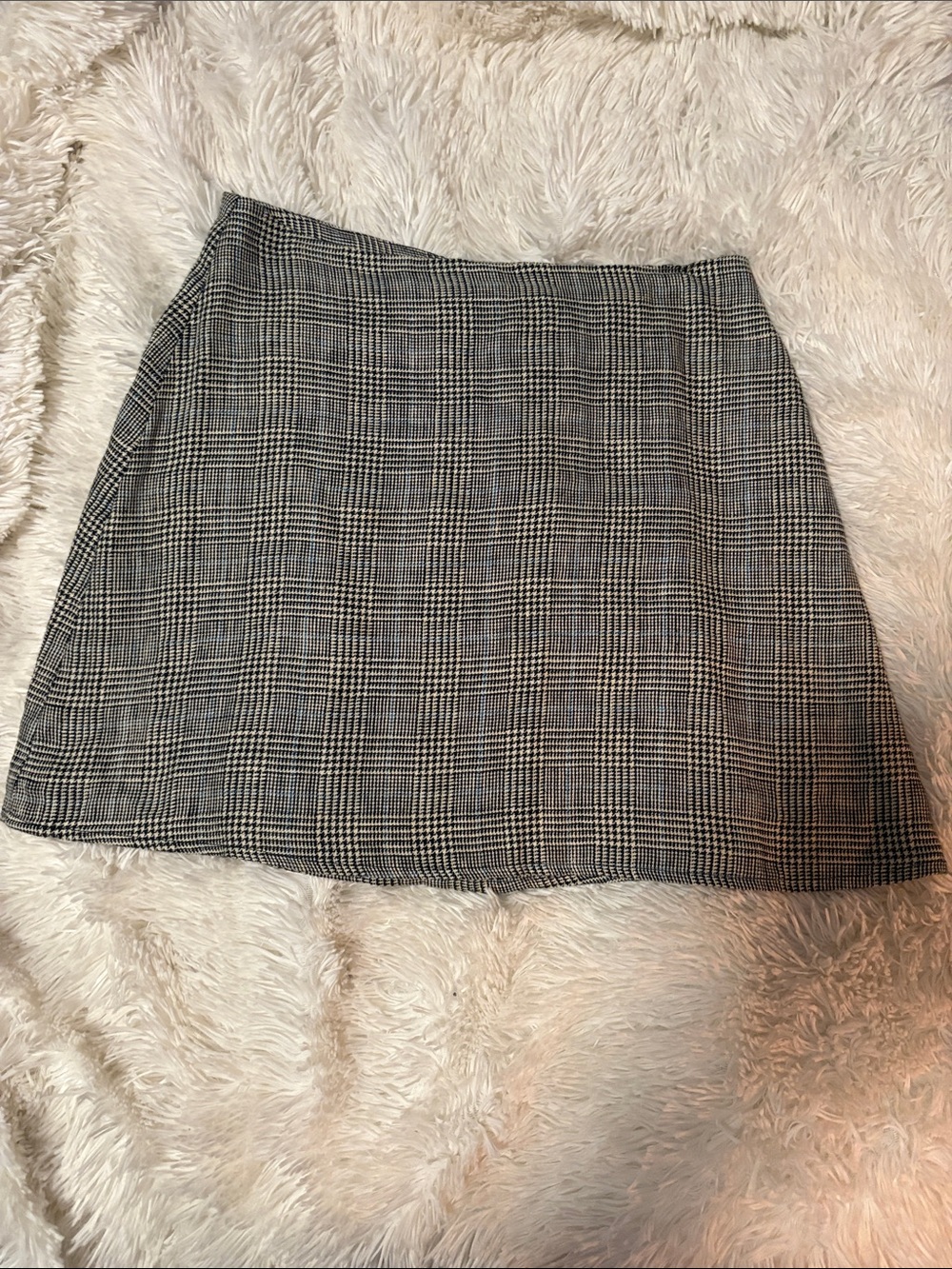 Reformation Black & White Glen Plaid Mini Skirt
